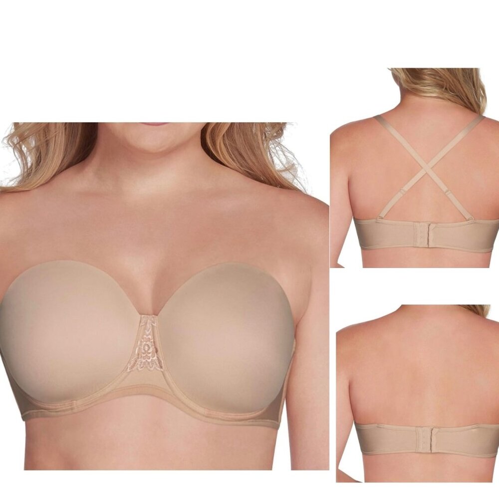 Vanity Fair Beauty Back Full Figure Strapless Beige Bra 38 C